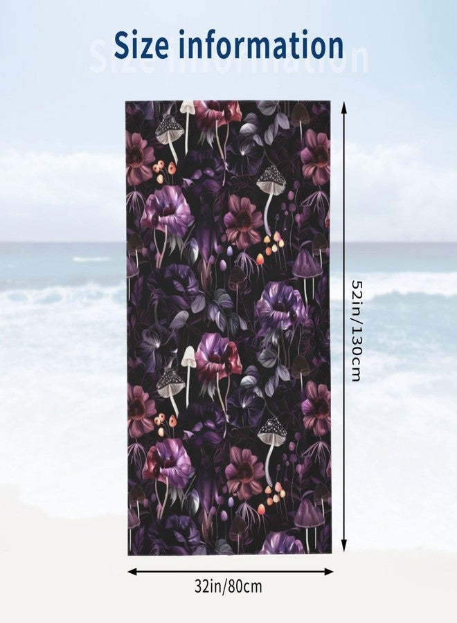 VODRM Gothic Dark Botanical Mushroom Beach Towel, 32x52in Microfiber Quick Dry Floral and Fungi Goth Bath Towels, Soft Lightweight Oversized Sand Free, for Travel Pool Swimming Gym Decor, Gifts - Image 5